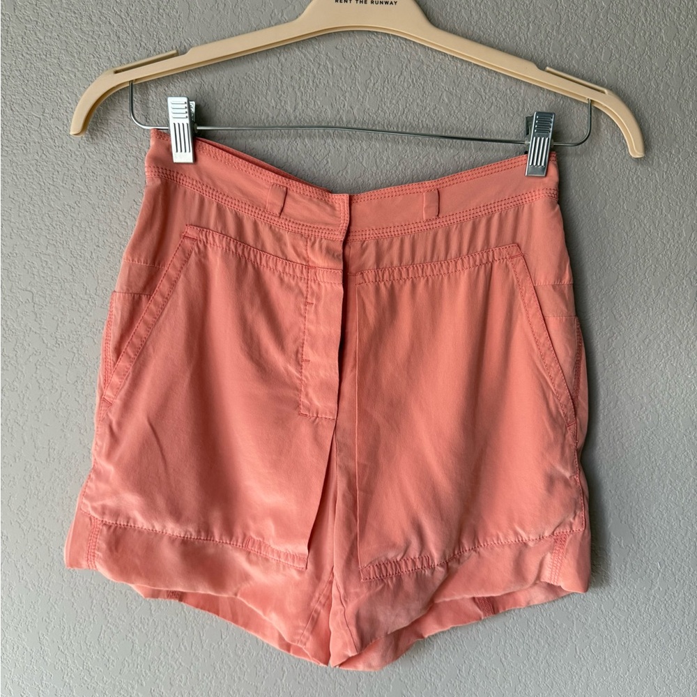 Diane Von Furstenberg 100% Silk High Waist Shorts | Coral | DVF | Designer | Siz